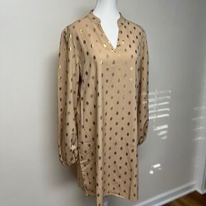 SHEIN Shift dress, EUC, Tan Long Sleeve V-Neck Sz L (8-10),       P2P 21”,